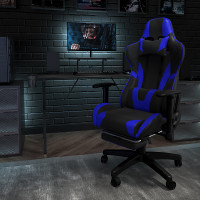 Flash Furniture CH-187230-1-BL-GG X20 Gaming Chair Racing Office Ergonomic Computer PC Adjustable Swivel Chair with Reclining Back in Blue LeatherSoft